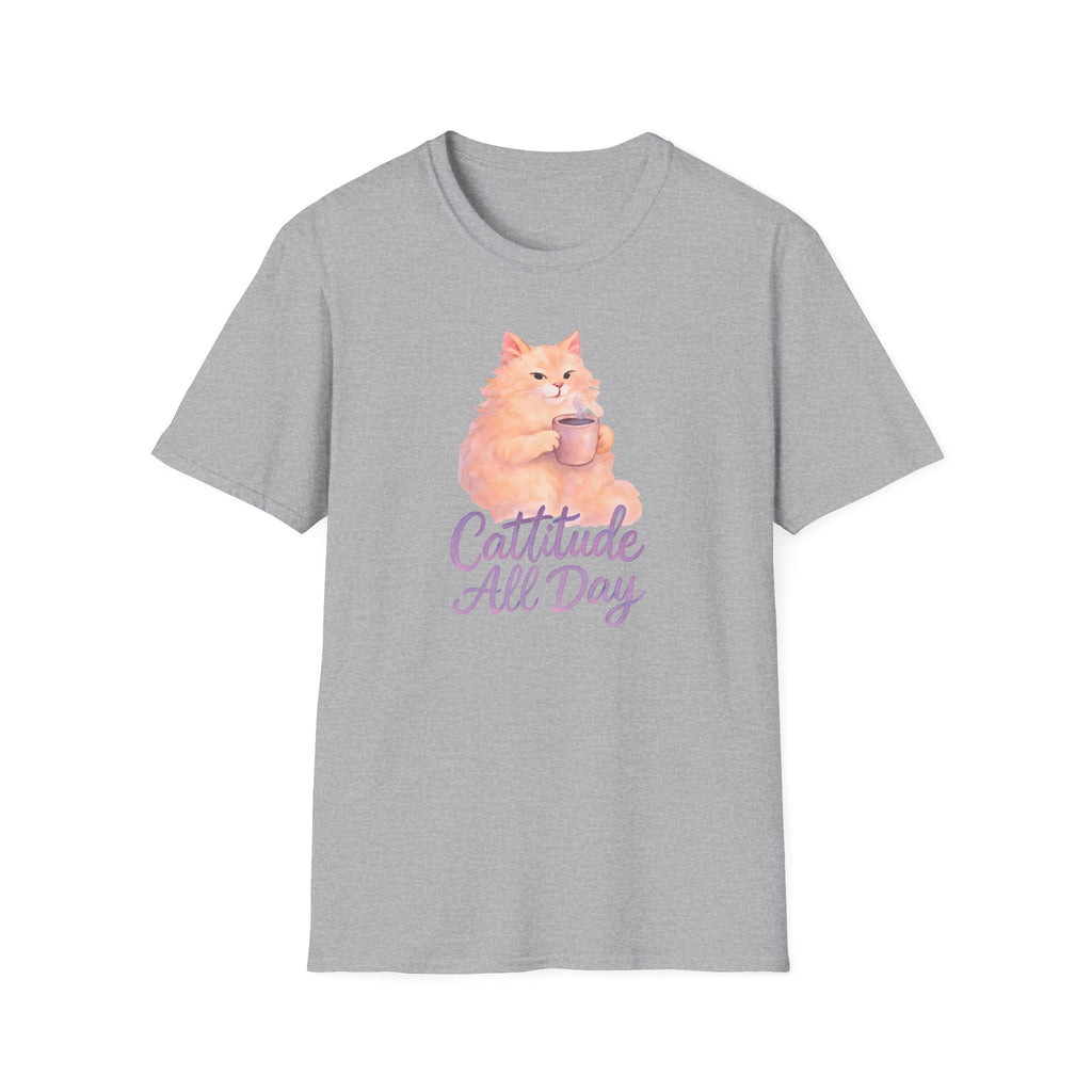 Cat with Coffee Cup T-Shirt