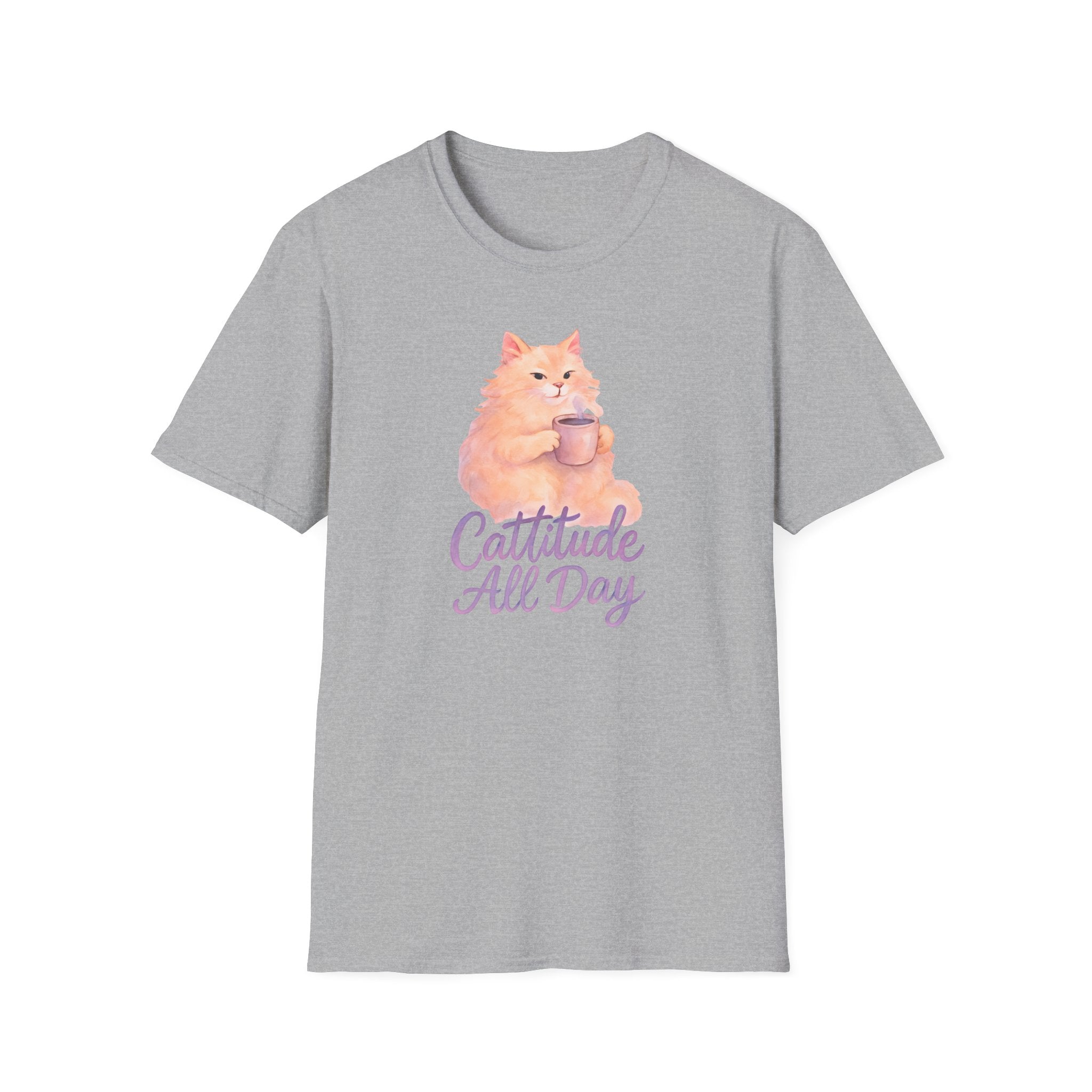 Cat with Coffee Cup T-Shirt